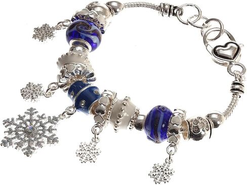 Lova Jewelry"Christmas Snowfall" Murano Glass Beaded Charm Bracelet in Kuwait