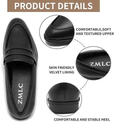 حذاء بدون كعب zmlc Penny للنساء، حذاء بدون كعب ناعم ومريح سهل الارتداء للنساء، حذاء رسمي غير قابل للانزلاق، حذاء بدون كعب أنيق للنساء، مقاس 6-11 in Kuwait