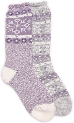 MUK LUKS Women's Tall Heat Retainer, Purple/Grey, One Size Fits Most (6-11) in Saudi Arabia