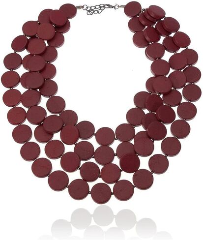Colorful Beaded Necklace for Women,Chunky Wooden Bib Choker Necklace,Statement African Jewelry,Multicolor Maroon Blue Fashion Collar Necklace Gifts in Saudi Arabia
