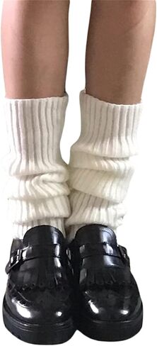 Meihuida Womens Leg Warmers Y2k Lolita Knit Long Socks Kawaii Harajuku Ankle Heap Boot Socks in Saudi Arabia