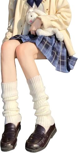 Meihuida Womens Leg Warmers Y2k Lolita Knit Long Socks Kawaii Harajuku Ankle Heap Boot Socks in Saudi Arabia