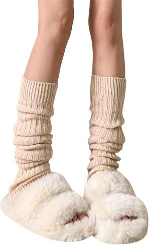 Meihuida Womens Leg Warmers Y2k Lolita Knit Long Socks Kawaii Harajuku Ankle Heap Boot Socks in Saudi Arabia