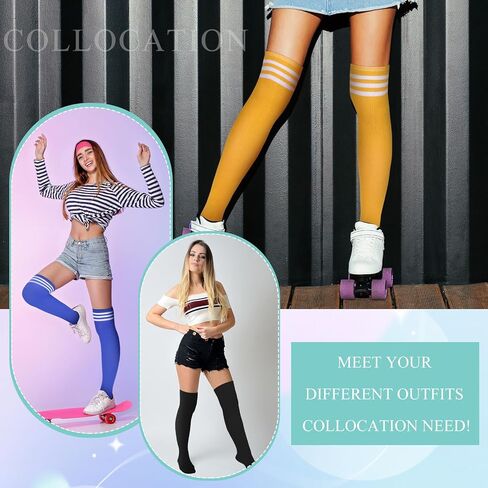 Syhood 36 Pairs over Knee Thigh Socks Thigh High Socks for Women Leg Warmer High Socks Long Stocking for Winter Daily Wear in Saudi Arabia