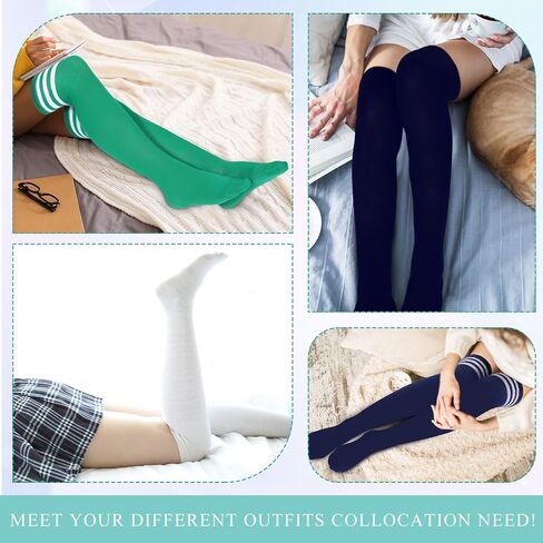 Syhood 36 Pairs over Knee Thigh Socks Thigh High Socks for Women Leg Warmer High Socks Long Stocking for Winter Daily Wear in Saudi Arabia