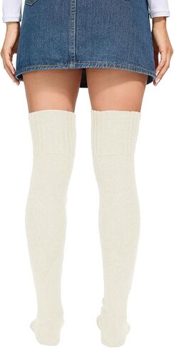 YELAIVP Women's Thigh High Socks Over Knee Cable Knit Boot Stockings Winter Long Warm Leg Warmers in Saudi Arabia
