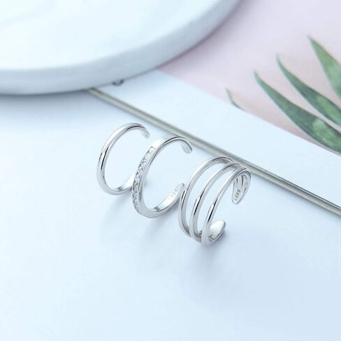 Sllaiss 3PCS 925 الفضة الاسترليني خواتم اصبع القدم للنساء الذهب الأبيض مطلي رقيقة خواتم المفصل الخنصر قابل للتعديل مفتوحة مكعب زركونيا اصبع القدم خواتم مجموعة مجوهرات القدم in Kuwait