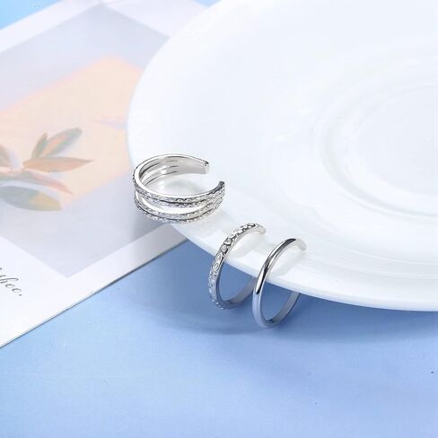 MUSECLOUD Toe Rings 925 Sterling Silver Daisy Toe Rings for Women Vintage Flower Tail Knuckle Ring Summer Beach Foot Jewelry Set Simple Adjustable Open Toe Band Ring 3Pcs in Kuwait