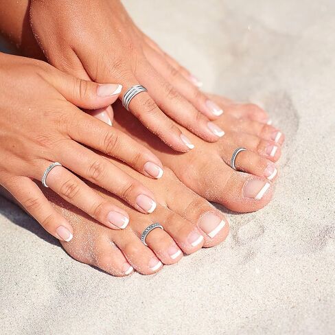 MUSECLOUD Toe Rings 925 Sterling Silver Daisy Toe Rings for Women Vintage Flower Tail Knuckle Ring Summer Beach Foot Jewelry Set Simple Adjustable Open Toe Band Ring 3Pcs in Kuwait