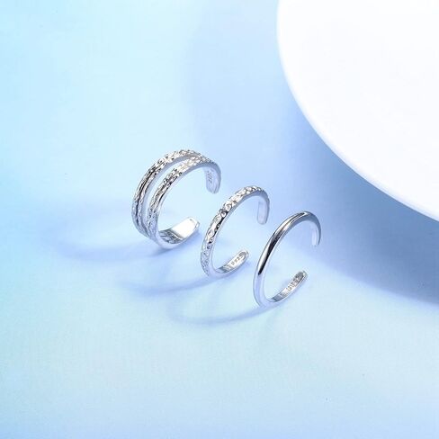 MUSECLOUD Toe Rings 925 Sterling Silver Daisy Toe Rings for Women Vintage Flower Tail Knuckle Ring Summer Beach Foot Jewelry Set Simple Adjustable Open Toe Band Ring 3Pcs in Kuwait
