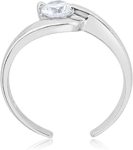 AVORA 925 Sterling Silver Adjustable Solitaire Toe Ring with Simulated Diamond CZ in Kuwait