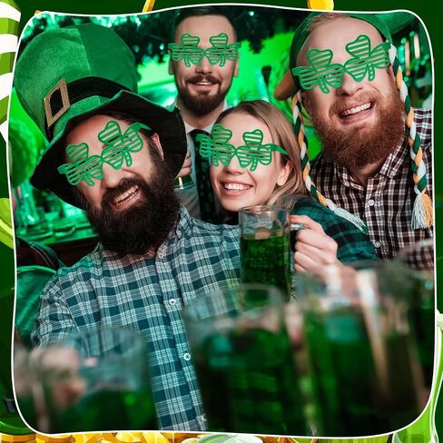 100 Pcs St. Patricks Day Shamrock Shutter Glasses Four Leaf Clover Design Sunglasses St Patricks Day Accessories Green Lucky Shutter Shades Plastic Eyewear for Kids Adult Party Props Favors Bulk in Saudi Arabia