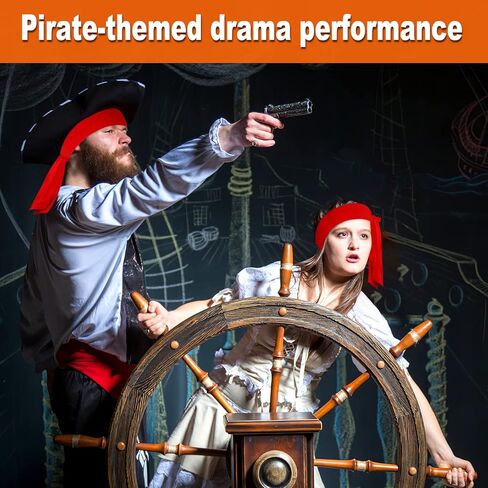 12 Pieces Halloween Party Supplies, Pirate Accessories Include 6 Red Bandana Headbands, 6 Black Felt Captain Eye Patches with Skull Crossbones in Kuwait