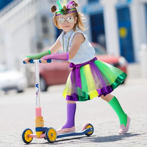 Hicarer 7 Pack Mardi Gras Costume Set for Girls Mardi Gras Accessories Set for Kids Tutu Skirt Mardi Gras Beads Feather Headband Fishnet Gloves Kids Long Stockings Birthday Party Fancy Dress in Saudi Arabia