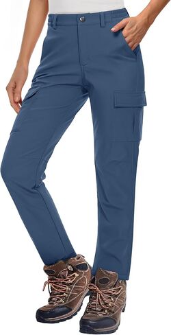 MAGCOMSEN Women's Fleece Lined Winter Hiking Waterproof Insulated Outdoor Snow Ski Softshell Pants for Cold Weather in Saudi Arabia