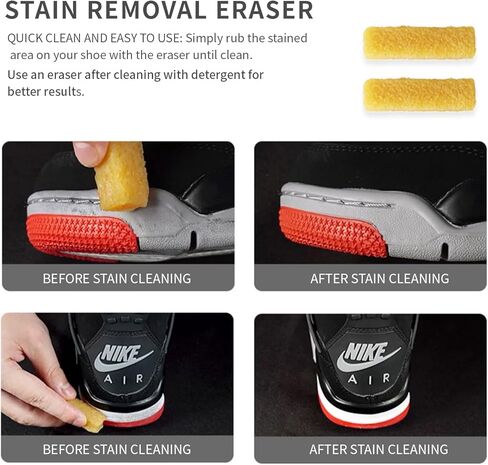مجموعة تنظيف الأحذية الرياضية HuanRanYo | منظف ​​أحذية فاخر 4 أونصة، فرشتان، وممحايتان | آمن على جميع الأقمشة - مناسب للأحذية البيضاء، والأحذية الرياضية، والأحذية طويلة الرقبة، والقماش، وجلد النوبوك in Kuwait