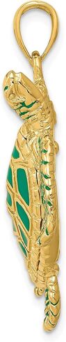 The Black Bow 14k Yellow Gold Green Enameled 3D Sea Turtle Pendant in Saudi Arabia