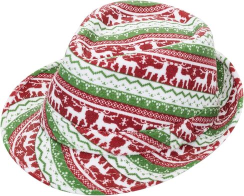KorhLeoh Ugly Sweater Christmas Fedora Hat - عطلة عيد الميلاد قبعة حفلات سترة قبيحة باللونين الأحمر والأخضر للرجال والنساء in Saudi Arabia