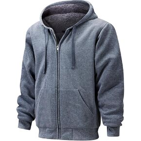 VEVONE Men's Zip Up Hoodie Heavyweight Winter Sweatshirt Fleece Sherpa Lined Warm Jacket