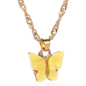 قلادة YUANYIJIA للسيدات على شكل فراشة برتقالية عيار 18 قيراط، سلسلة ترقوة عصرية شائعة ومتعددة الاستخدامات in Kuwait