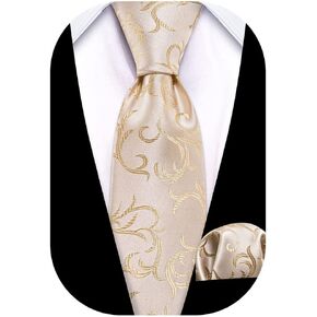 YOHOWA 2pcs Father Son Tie Set Silk Paisley/Plaid/Novelty Men Boys Necktie Pocket Square Cufflinks Wedding Brithday Party