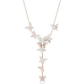 SWAROVSKI Lilia Y necklace, Butterfly, White, Rose-gold tone plated in Saudi Arabia