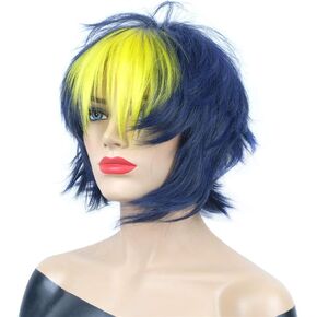 Short Straight Layered Heat Resistant Fiber Synthetic Wigs for Cosplay Party Costume (Red) in Saudi Arabia