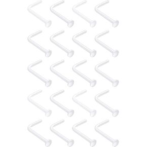 حلقات أنف شفافة على شكل حرف L من بيلاتي بيوفليكس - مسامير تثبيت بلاستيكية مسطحة للعمل والمدرسة (اختر المقياس - الكمية) in Kuwait