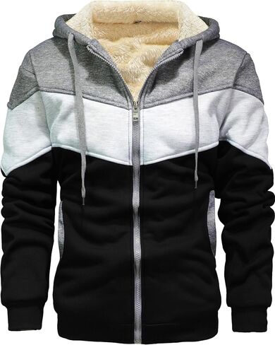 AIELVIN Men's Winter Fleece Thermal Jackets for Men Sherpa Lined Hoodies Warm Thick Jacket Outerwear in Saudi Arabia