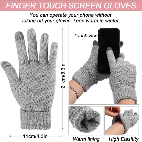 Jadive 8 Sets Winter Glove and Hat Set Chunky Knit Beanie Hat Warm Touchscreen Gloves Soft Beanie Cap Texting Gloves for Women Men Indoor Outdoor Activities, 8 Colors in Saudi Arabia