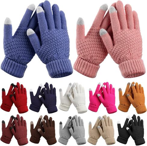 JaGely 12 Pairs Women's Winter Touchscreen Gloves Fleece Lined Knitted Winter Gloves Texting Warm Gloves with Touch Screen Fingers Elastic Cuff Women's Cold Weather Gloves in Saudi Arabia