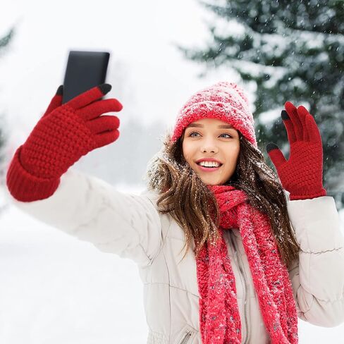 JaGely 12 Pairs Women's Winter Touchscreen Gloves Fleece Lined Knitted Winter Gloves Texting Warm Gloves with Touch Screen Fingers Elastic Cuff Women's Cold Weather Gloves in Saudi Arabia