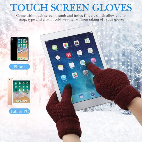 JaGely 12 Pairs Women's Winter Touchscreen Gloves Fleece Lined Knitted Winter Gloves Texting Warm Gloves with Touch Screen Fingers Elastic Cuff Women's Cold Weather Gloves in Saudi Arabia