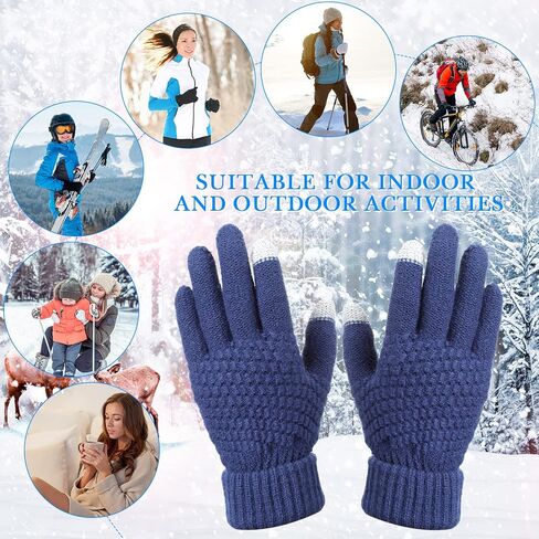 JaGely 12 Pairs Women's Winter Touchscreen Gloves Fleece Lined Knitted Winter Gloves Texting Warm Gloves with Touch Screen Fingers Elastic Cuff Women's Cold Weather Gloves in Saudi Arabia