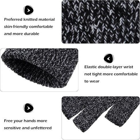 Syhood 4 Pairs Warm Half Finger Gloves Winter Fingerless Gloves Stretchy Knit Gloves for Men Women in Kuwait