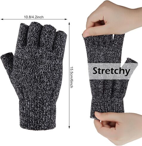 Syhood 4 Pairs Warm Half Finger Gloves Winter Fingerless Gloves Stretchy Knit Gloves for Men Women in Kuwait