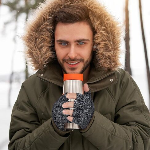 Syhood 4 Pairs Warm Half Finger Gloves Winter Fingerless Gloves Stretchy Knit Gloves for Men Women in Kuwait