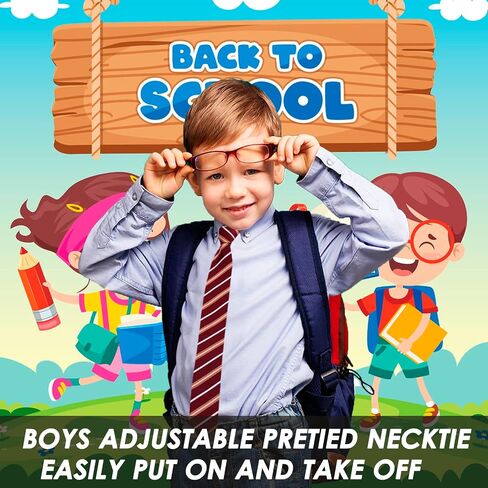 Mantieqingway Boys Tie, Kids Adjustable Necktie Corbatas Para Niños Pre-tied Zipper Tie for Graduation School Uniform 5-12 yr in Saudi Arabia