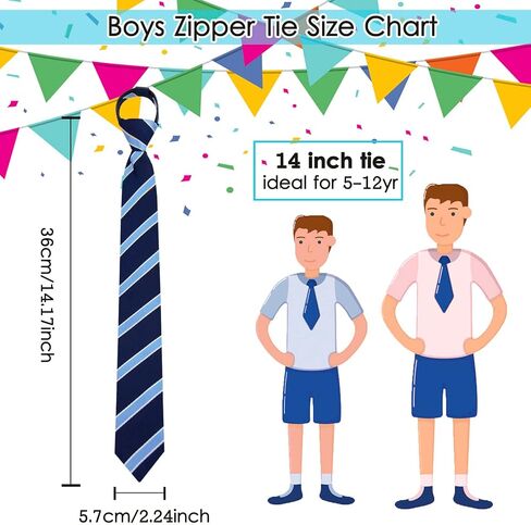 Mantieqingway Boys Tie, Kids Adjustable Necktie Corbatas Para Niños Pre-tied Zipper Tie for Graduation School Uniform 5-12 yr in Saudi Arabia