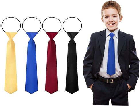 بوترفوني 4 قطع ربطة عنق للاولاد بحزام رقبة مرن مربوطة مسبقا للاطفال الصغار، متعددة الالوان، 10 انش, متعدد الألوان in Kuwait