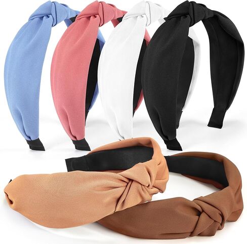 Thin Leather Headbands for Women - 6PCS Stylish Top Knotted Headbands - Knotted Headband For Women - Head Bands Wide Hairband Hair Accessories in Kuwait