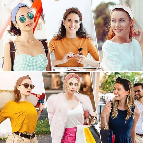 Thin Leather Headbands for Women - 6PCS Stylish Top Knotted Headbands - Knotted Headband For Women - Head Bands Wide Hairband Hair Accessories in Kuwait