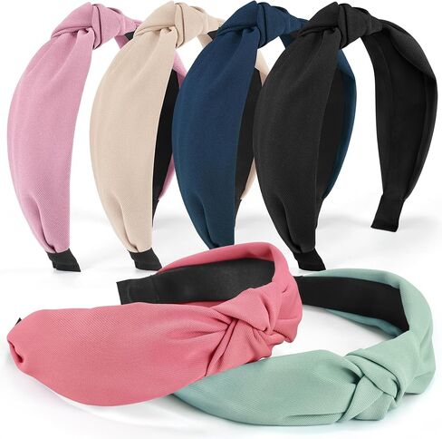 Thin Leather Headbands for Women - 6PCS Stylish Top Knotted Headbands - Knotted Headband For Women - Head Bands Wide Hairband Hair Accessories in Kuwait