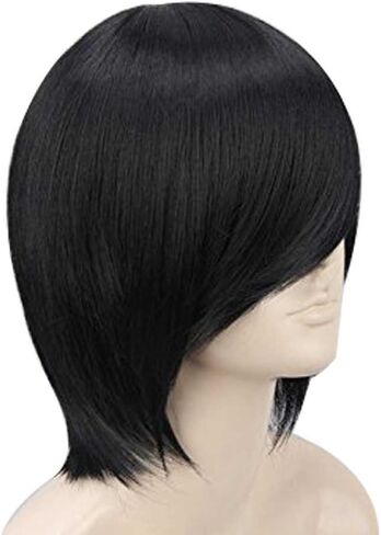 شعر مستعار قصير أسود للجنسين من Topcosplay شعر مستعار مستقيم لأزياء الهالوين مع شعر مستعار بوب in Kuwait
