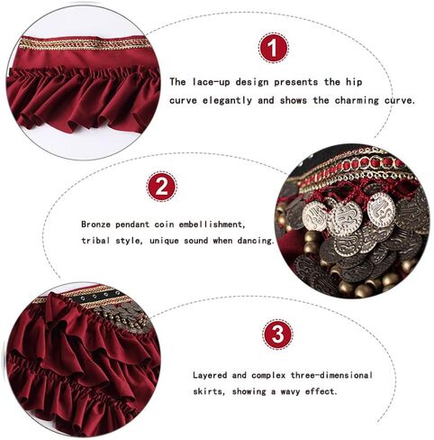 الرقص الشرقي الخصر سلسلة عملة وشاح الورك تنورة الرقص زي الأداء العرقي in Kuwait