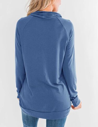 Orchidays Womens Long Sleeve Sweatshirt Cowl Neck Workout Tunic Tops Casual Drawstring Pullovers in Kuwait