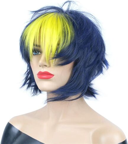 Short Straight Layered Heat Resistant Fiber Synthetic Wigs for Cosplay Party Costume (Red) in Saudi Arabia