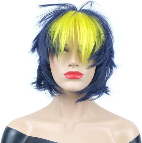 Short Straight Layered Heat Resistant Fiber Synthetic Wigs for Cosplay Party Costume (Red) in Saudi Arabia