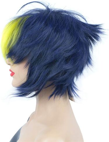 Short Straight Layered Heat Resistant Fiber Synthetic Wigs for Cosplay Party Costume (Red) in Saudi Arabia