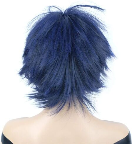 Short Straight Layered Heat Resistant Fiber Synthetic Wigs for Cosplay Party Costume (Red) in Saudi Arabia